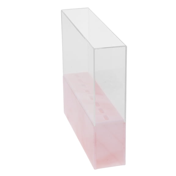WEUVEB Elegant Pink Acrylic Display Rack for Eyelash Tweezers and Makeup Brushes with Marble Effect