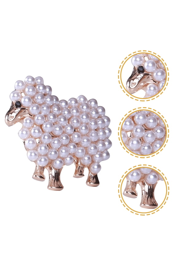 Rose Plated Sheep Brooch Pin with Accent for Clothing Scarfs and Hats