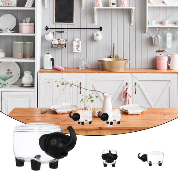 WEUVEB Elephant Shaped Clear Storage Box Black Plastic Organizer Container with Lid for Home Sundries