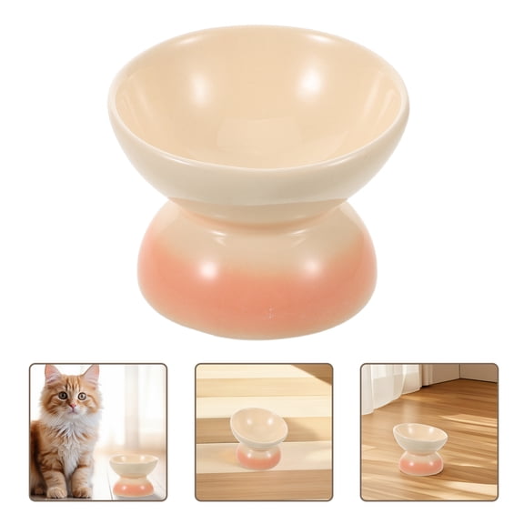 WEUVEB Stylish Ceramic Cat Feeding Bowl with Tilted Design for Healthy Posture