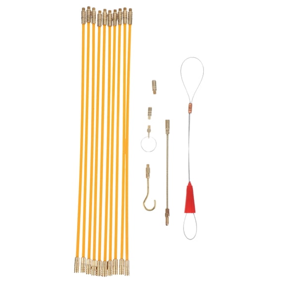 WEUVEB Electrical Wire Pulling Fish Tape Kit with Fiberglass Rods and Puller Tool for Wall Use