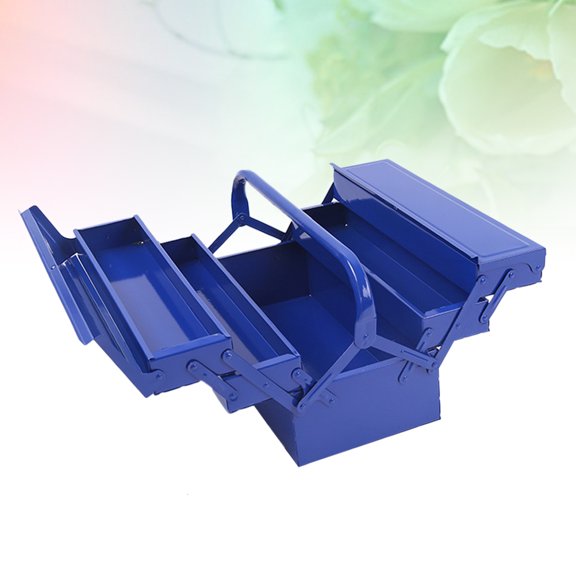 WEUVEB Foldable Green Toolbox with Double Layer Storage and Ergonomic Handle for Family Car Repair Use