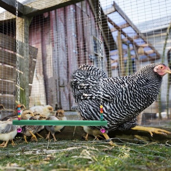 WEUVEB Funny Chicken Swing Toy for Pets Durable Iron Rooster and Hen Plaything Assorted Color 1Pc