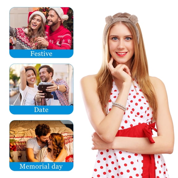 WEUVEB Soft Fuzzy Bear Ear Headband for Women, 1 Piece Hair Accessory for Skincare and Daily Use