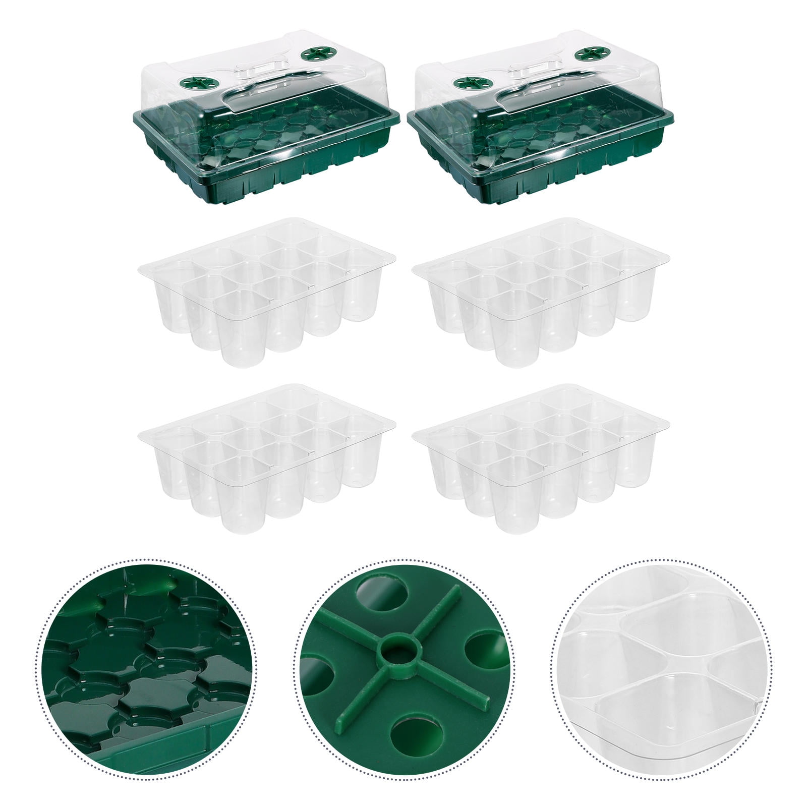 WEUVEB Hydroponic Plant Germination Tray with Clear UV-Protected Lid, Green Plastic Seed Starter for Optimal Plant Growth, 1 Set