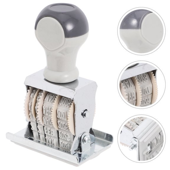 WEUVEB Grey Date Stamper with Rotating Wheel 2022 to 2033 for Office and Craft Use