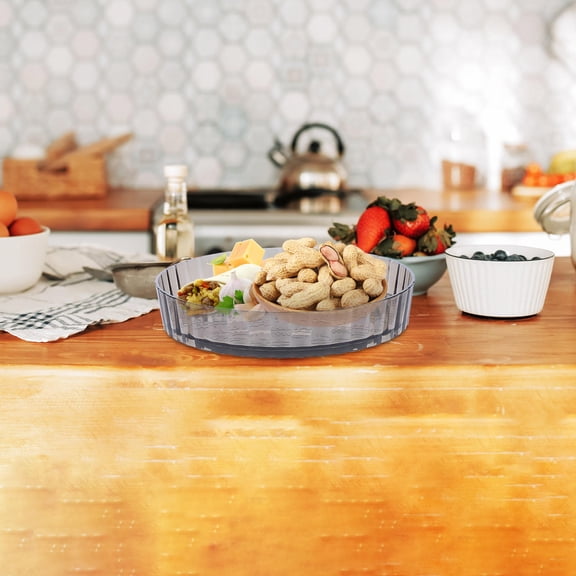 WEUVEB Grey Rotating Countertop Spice Rack Multifunctional Organizer for Kitchen and Dining