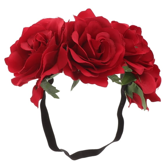 WEUVEB Hair Band Flower Crown Festive Headband with Ribbon for Women 1Set