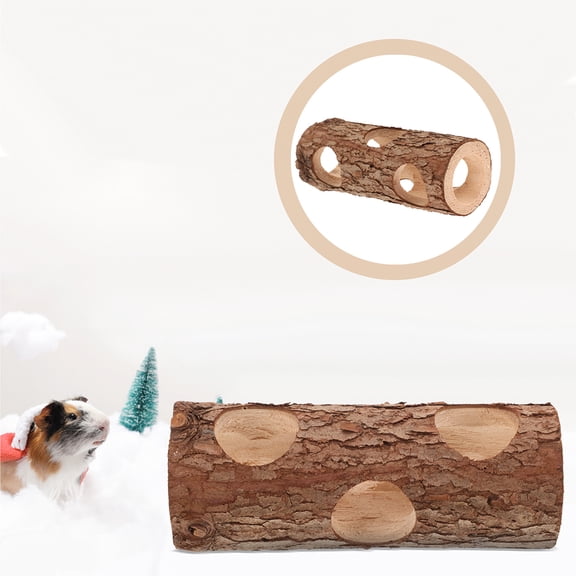 WEUVEB Natural Wood Hamster Chew Tunnel Coffee Color Hideout for Small Pets