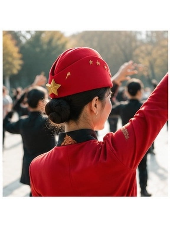 Military Cap, Performance Costume Hat for Square Dance, Parade, Stage Show, Casual Wear, Fashion Accessory