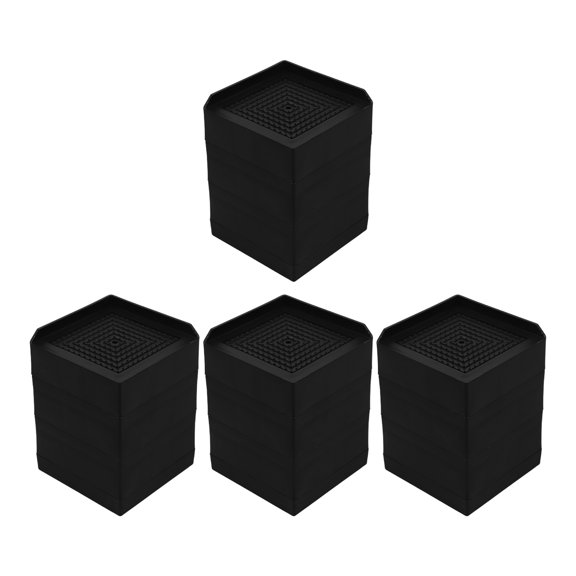 WEUVEB Height Adjustable Detachable Furniture Risers, Black Polypropylene, for Furniture