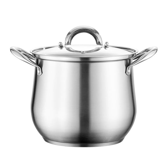 WEUVEB High Capacity Stainless Steel Cooking Pot with Dual Handles and Anti Spill Rim
