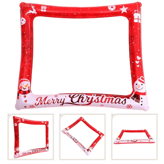 WEUVEB Red PVC Inflatable Selfie Frame for Christmas Party Photo Booth Prop Decoration