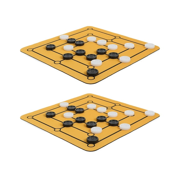 WEUVEB Nine Men's Strategy Board Game Multi ABS Travel Friendly 2 Set Family Fun