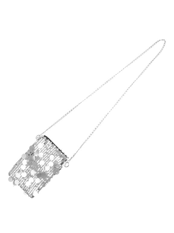 Ladies Small Square Sequin Purse with Chain Strap Sparkly Evening Crossbody Bag