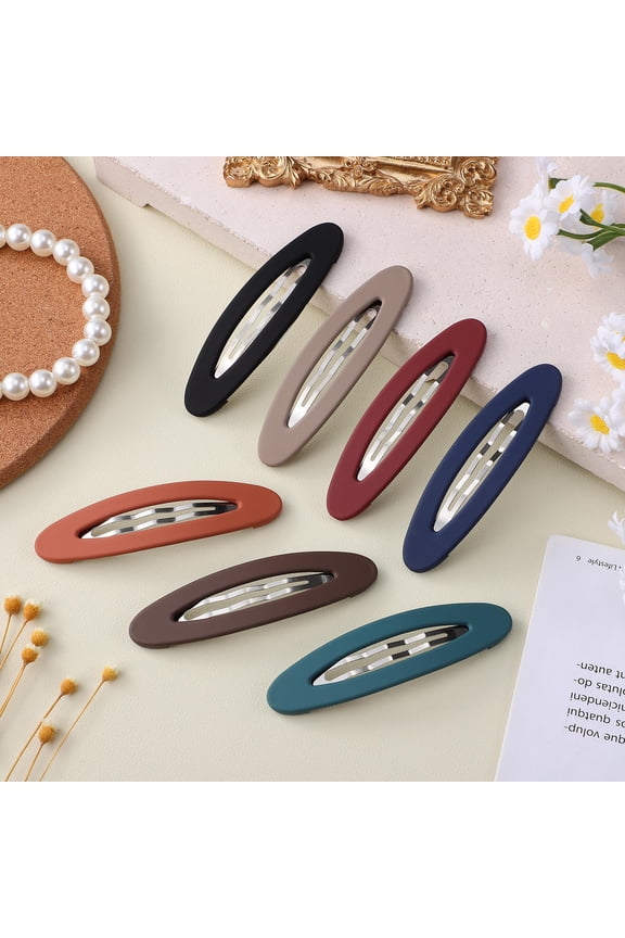 Large Snap Clips For Women 7pcs Hair Styling Oval Hair Clips Casual Use