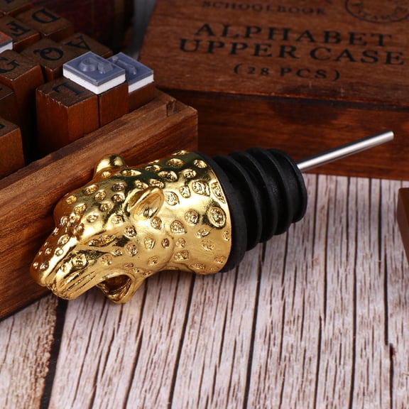 WEUVEB Golden Alloy Leopard Wine Pourer with Unique Bottle Design, Perfect for Parties, Wine , and Elegant Serving