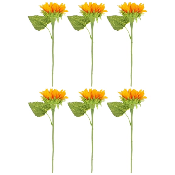 WEUVEB 6Pcs Silk Sunflowers Plastic Material Decorative Artificial Flower Arrangement