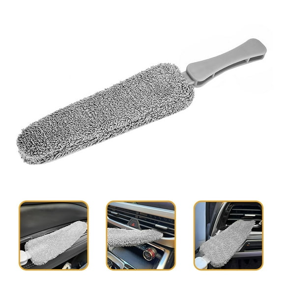 WEUVEB Light Grey Car Vent Cleaner Brush with Extended Handle for Detailing Interior and Air Conditioner Vents