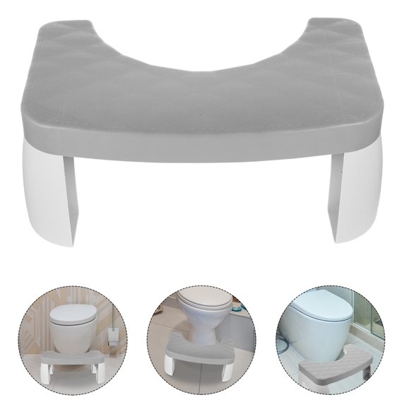 WEUVEB Light Grey Toilet Squatting Stool for Adults Stable Plastic Step Stool for Home Use Comfort Posture