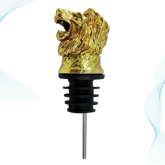 WEUVEB Golden Lion Wine Bottle Pourer with Unique Fun Design, Easy Pour Spout for Wine