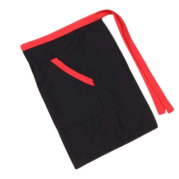 WEUVEB Black Unisex Cafe Apron with Pockets Short Waist Apron for Kitchen Serving and Cooking