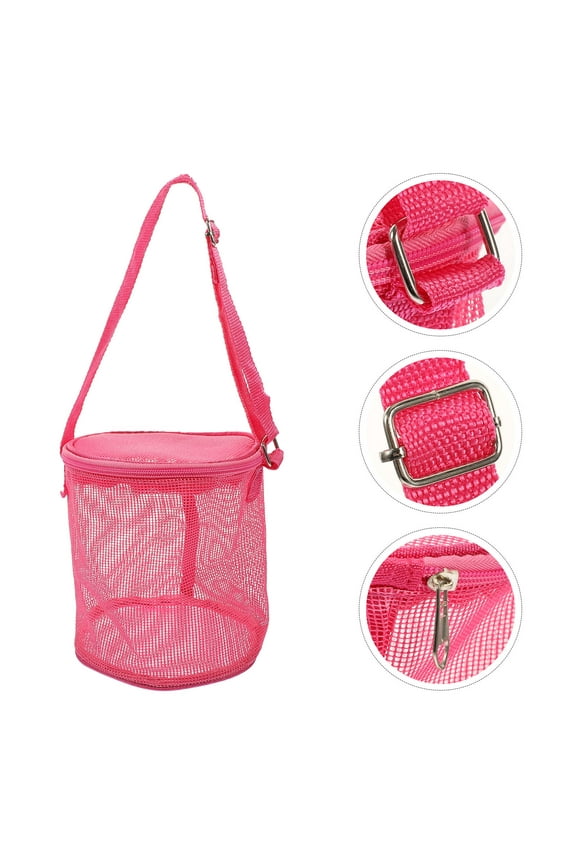 Mesh Beach Pouch Rosy PVC Sand and Water Drainage 1 Piece 6.3x6.1x6.1in