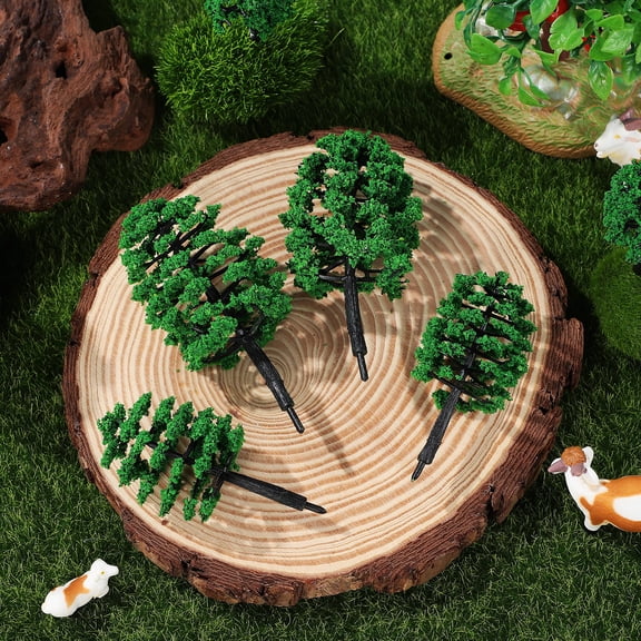 WEUVEB Mini Scene Accessory Model Trees Green Plastic for Dollhouses and Miniature Scenes Compact Design