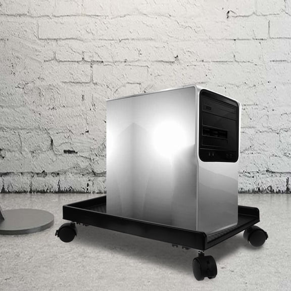 WEUVEB Movable Computer Host Holder with Wheels Black Sturdy Material Pc Floor Stand for Home