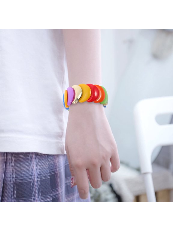 Women's Acrylic Candy Color Wristband Bracelet, Stylish Statement Accessory, Trendy Single Piece Jewelry