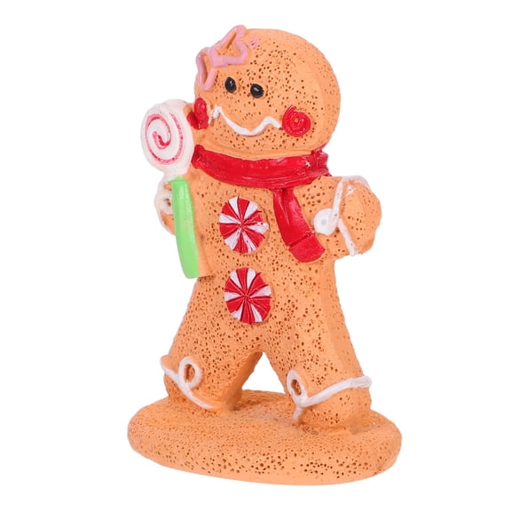WEUVEB Multi Color Resin Gingerbread Man Figurine Cute Christmas Decoration for Fireplace Mantel
