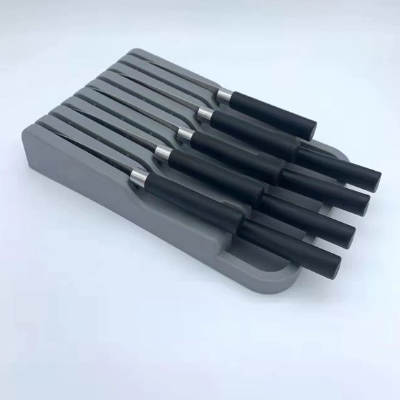WEUVEB Plastic Cutter Storage Stand Grey Kitchen Organizer for Tableware