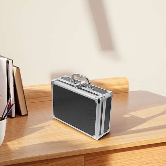 WEUVEB Multifunctional Aluminum Alloy Toolbox with Lock and Foam for Home Storage Black