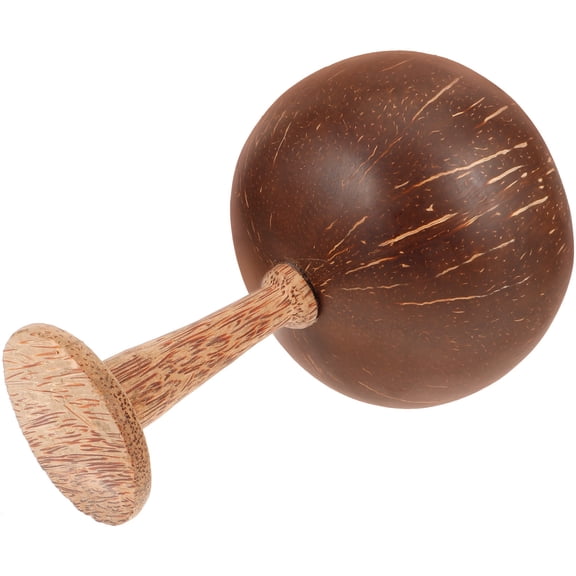 WEUVEB Natural Coconut Shell Cocktail Goblet with Wood Base, Round Edges, 4.5 Inch Unique Drinkware for Parties and Home
