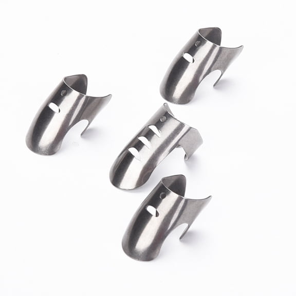 WEUVEB Nuts Peeling Finger Sleeves 4Pcs Stainless Steel Ring Finger Protectors for Chefs and Cooks