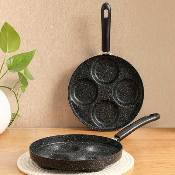 WEUVEB 4 Cup Fried Egg Pan Silver Nonstick Coating Easy Clean Cooking