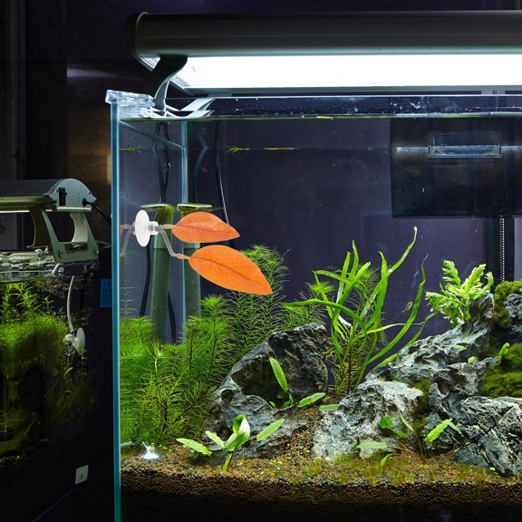 WEUVEB Orange Betta Leaf Hammock Plastic Fish Bed for Aquarium Nesting Resting and Tank Adornment