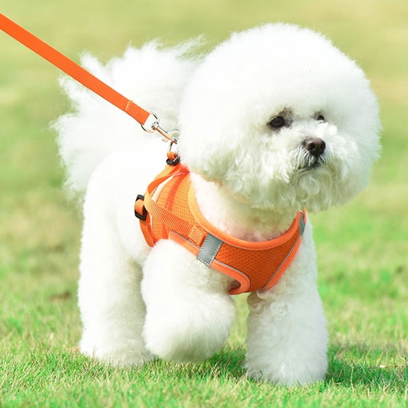 WEUVEB Reflective Orange Dog Vest Breathable Chest Strap Adjustable Pet Safety