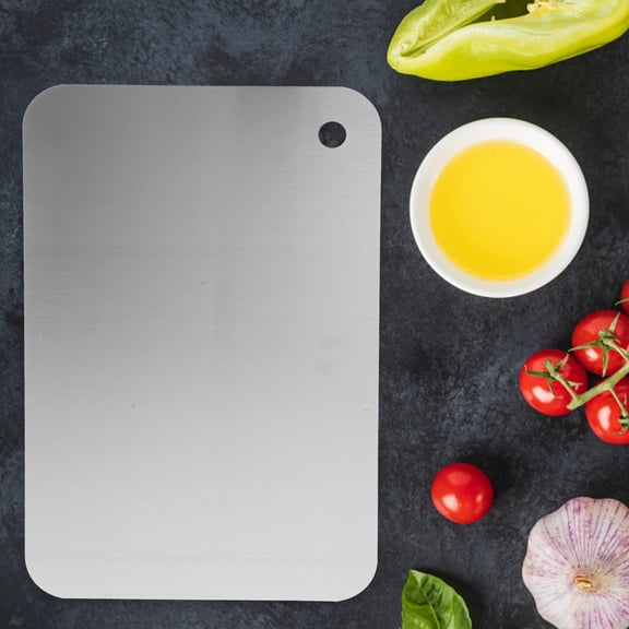 WEUVEB Oven-Safe Stainless Steel Cutting Board Plated Silver for Meat Pizza Vegetables