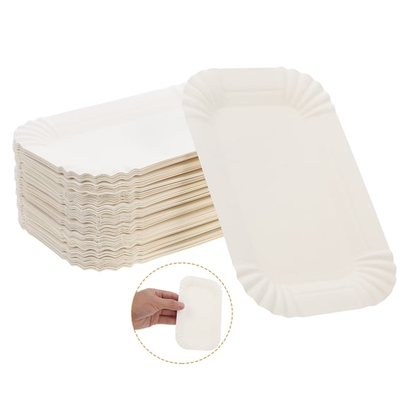 WEUVEB 100Pack Bulk Paper Plates for Rectangle Cake Boards and Dessert Presentation