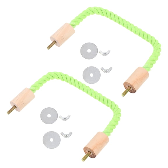 WEUVEB 2Pcs Green Bird Rope Perch Poles Sturdy Cotton Material Parrot Stand