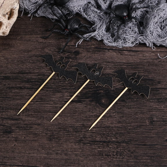 WEUVEB Party Cake Toppers 5 Pcs Black Bat Shape for Dessert Decorations