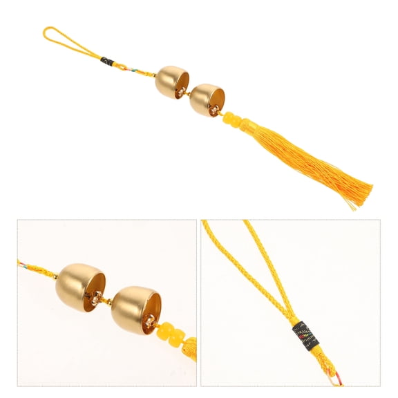 WEUVEB Patio Chimes 2 Bells Copper Brass Nylon For Outdoor Indoor Decoration 1 Set 11.8X1.2X1.2In