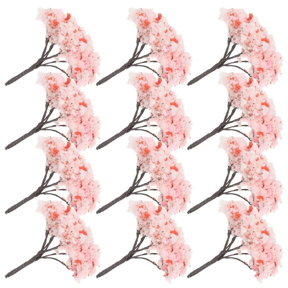 WEUVEB Cherry Blossom Miniature Model Trees Set of 12, ABS Plastic Decorative Craft Supplies for Home and Office Decoration