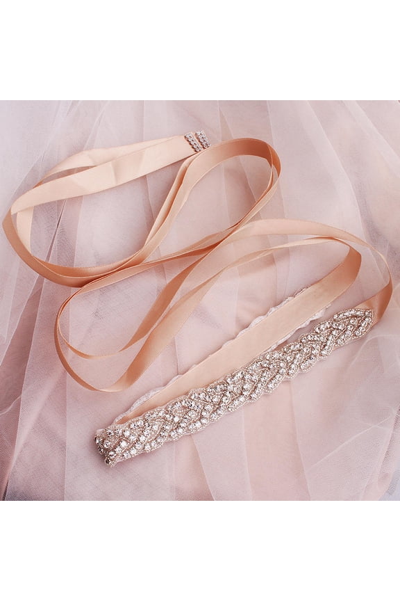 Pink Wedding Bridal Waistband with Crystal Decoration for Bride and Bridesmaid Dresses