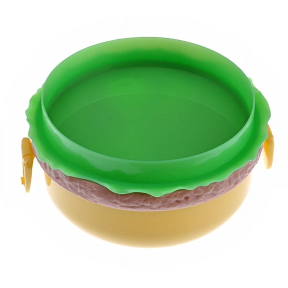 WEUVEB Plastic Lunch Box Three-Tier Round Shape Chocolate Color Hamburger Style