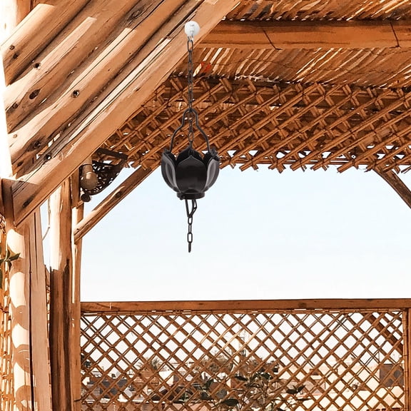 WEUVEB Black Metal Rain Chain for Gutters, and Weather-Resistant Outdoor Decorative Downspout Accessory