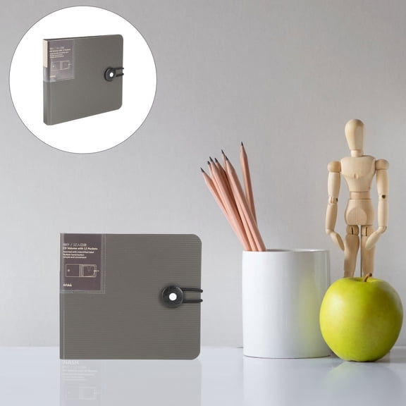 WEUVEB Grey Cd Storage Binder with 12 Disc Capacity Portable Organizer with Replaceable Labels