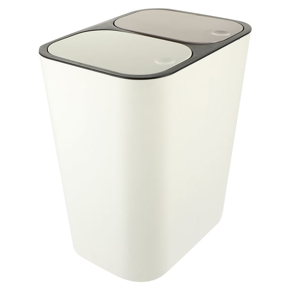 WEUVEB White Plastic Waste Storage Bin Double-Port Garbage Recycling Container