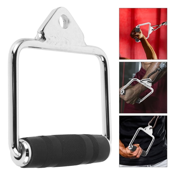 WEUVEB Professional Grade Silver Steel D Handle for Cable Machine Exercise Attachments